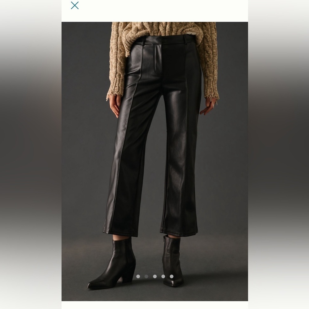 Anthropologie Avec Les Filles black faux leather trousers. Size L. EUC.